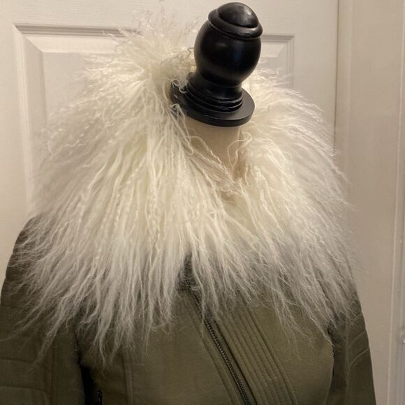 BCBG Maxazria Runway Olive  real fur Jacket, XXS - Picture 8 of 16